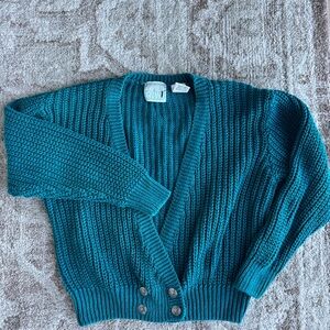 Vintage Emporio Gitano Teal Chunky Knit Cardigan – Size M